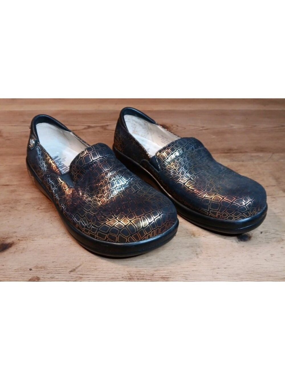 Alegria Keli Womens 38 US 8 8.5 KEL-412 Clogs Shoes Fancy Giraffe Leather Nurse
